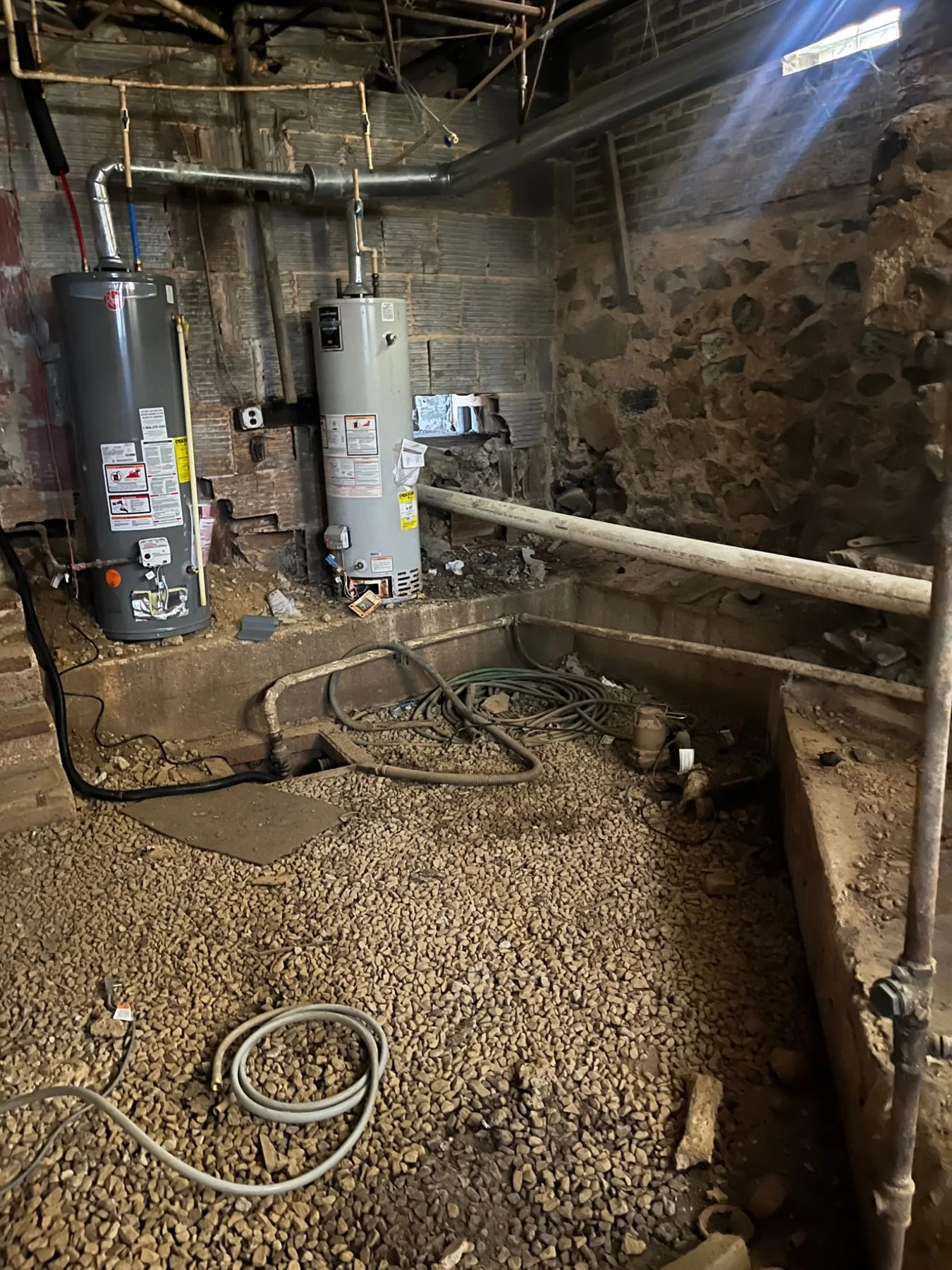 Mechanical room with water heaters