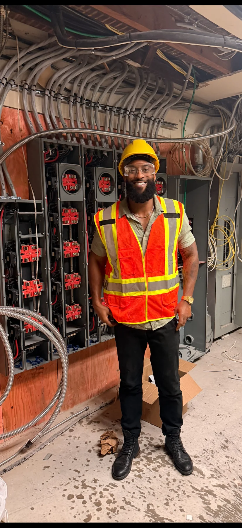 Rose Davis Construction representative on active construction site