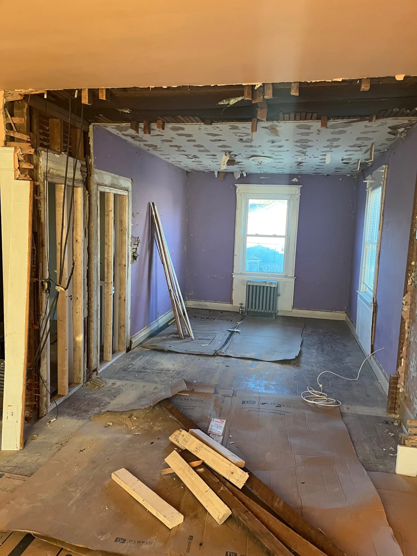 Whole-home renovation during selective demolition and layout reconfiguration